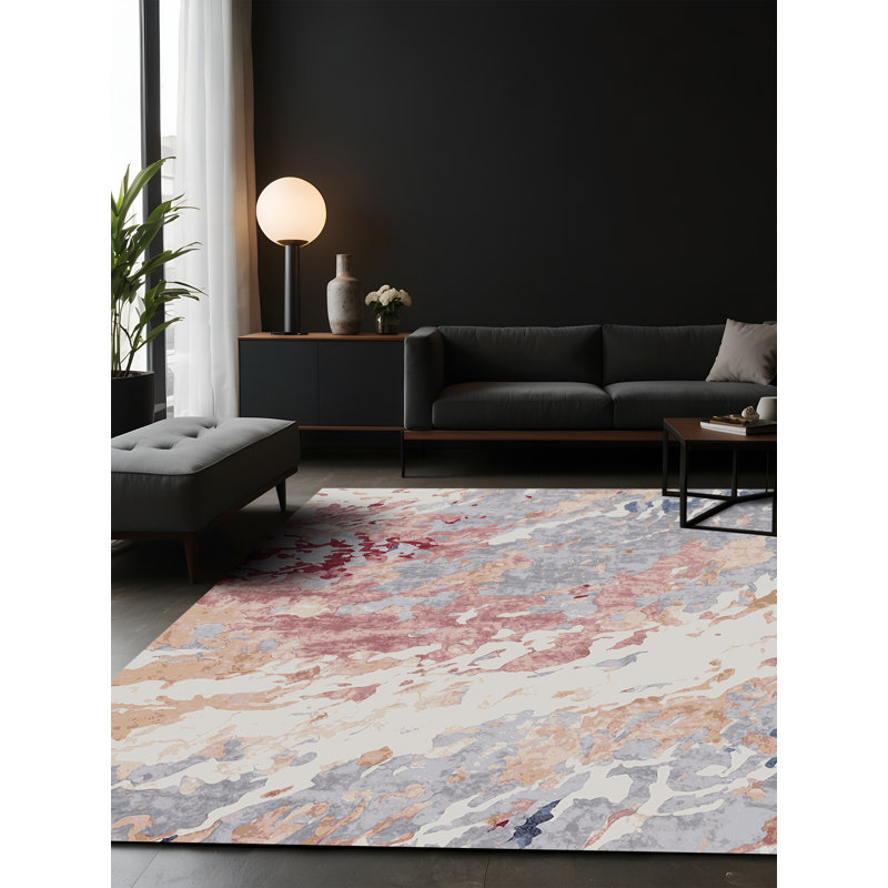 Tapis gris soyeux et moelleux, Carré 6 pi