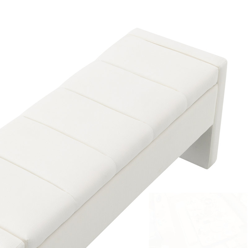 Banc rembourré avec rangement à rabat, Beige