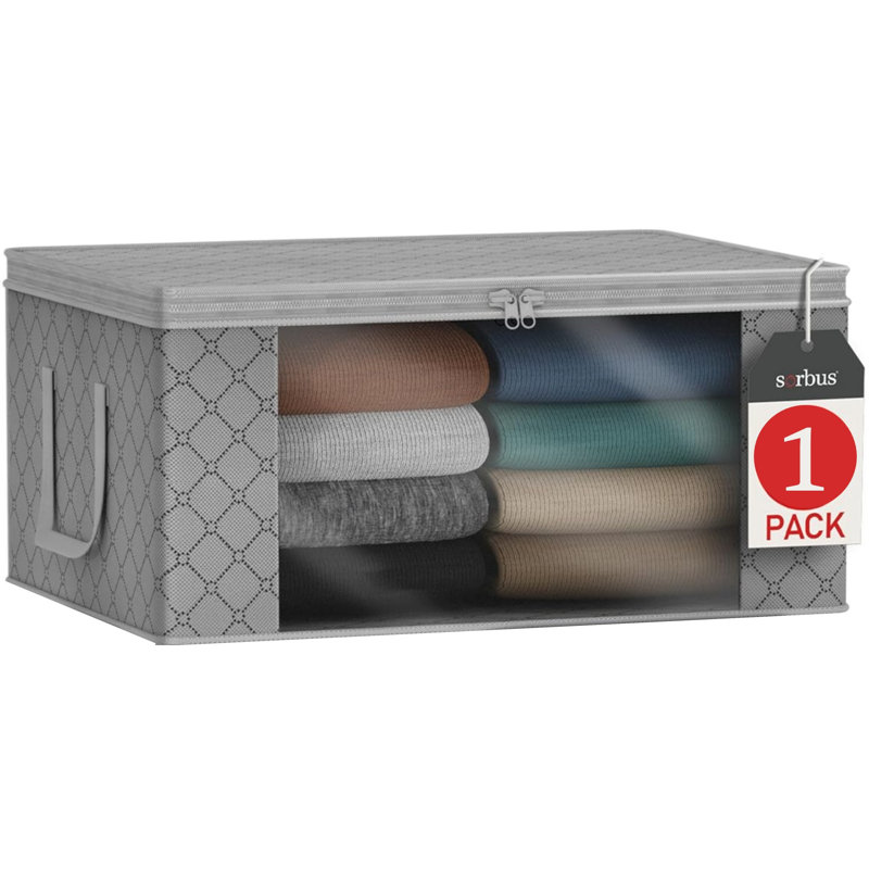 Sorbus Foldable Storage Fabric Cube Bin Bag Organizers, 1-Piece, Grey