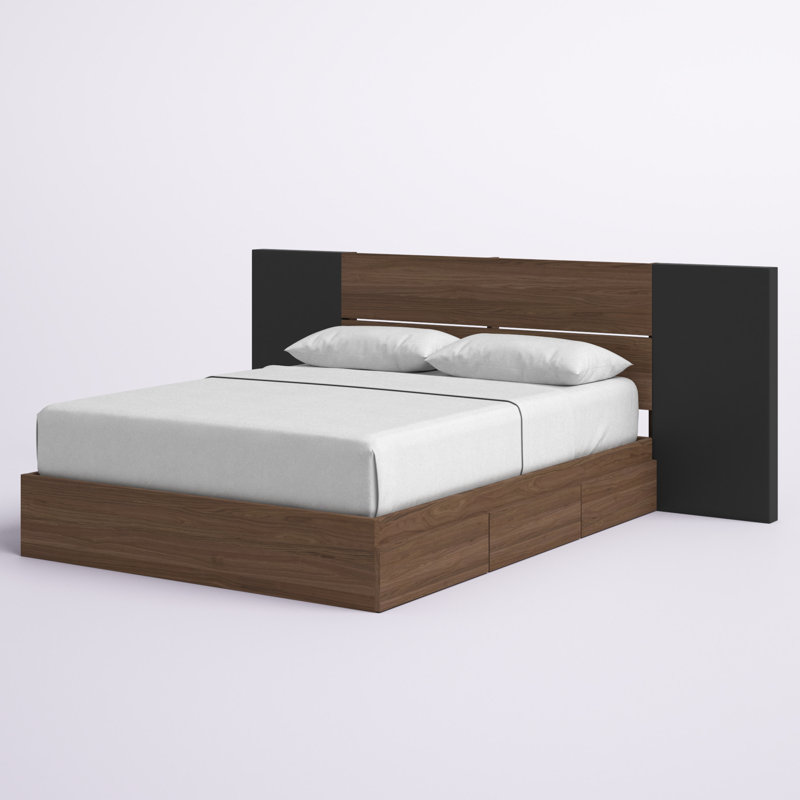Bourquin Platform Storage Bed, Queen, Walnut/Black