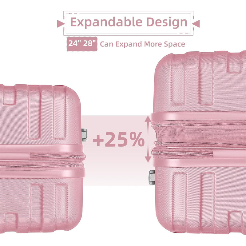 Ensemble de 6 valises avec sacs de voyage, Light Pink