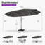 Parasol vert 14 pieds double face avec base et lumières solaires Parasol vert marché avec poignée à manivelle Parasol vert pour terrasse de jardin-1529095242