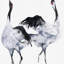 Kumano Two Painted Crane 3-Panel Wall Mural