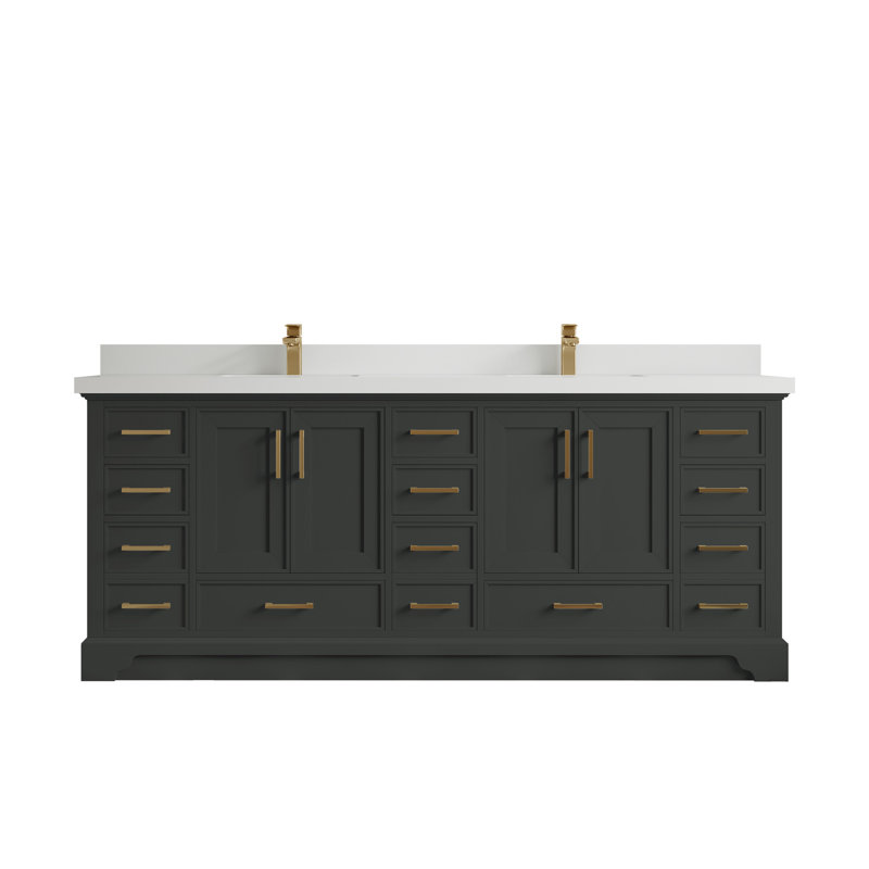 Meuble-lavabo double avec plateau Charlotte 84, Blanc