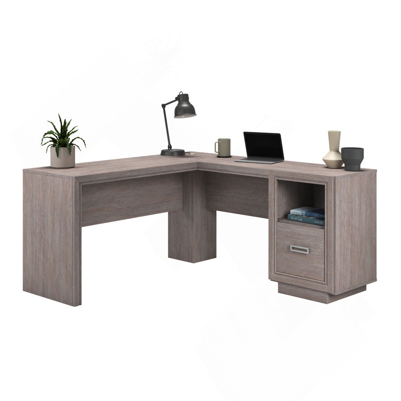 Bureau en L, finition brune
