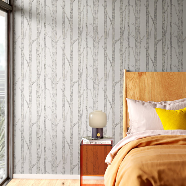 birch tree wallpaper bedroom