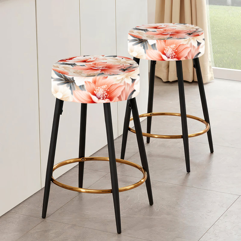 Delicate Neutrals - motif tropical - ensemble de 2 tabourets de bar tropicaux