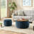 YDT Round Storage Ottoman, 2 in 1 End Table and Ottoman with Small Seat,No Assembly Required , Dark Blue-1065619181-1065619168