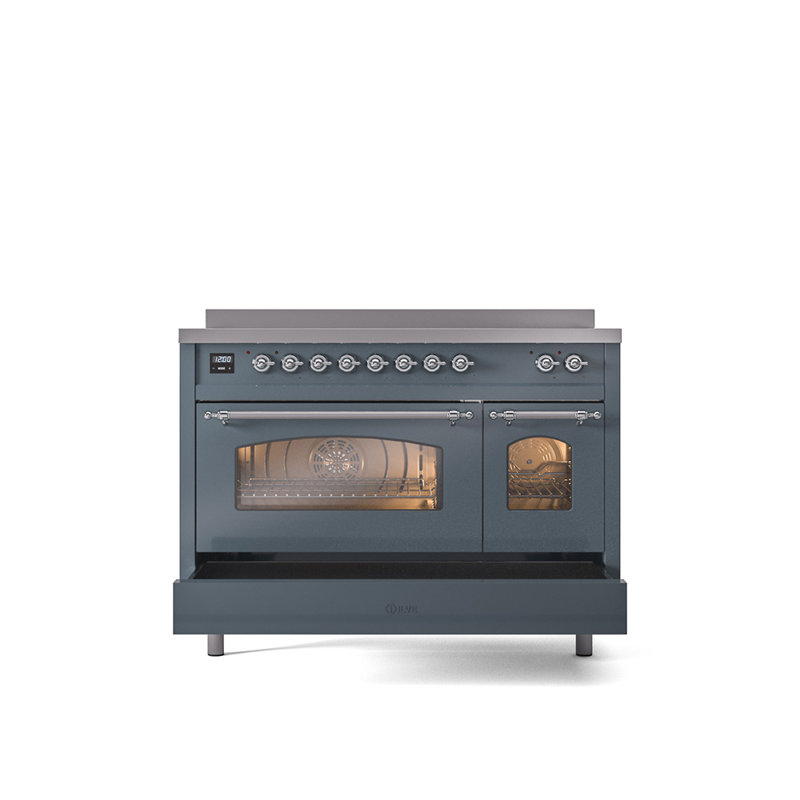 ILVE Nostalgie II 48 in Induction Range, Blue Grey/Chrome
