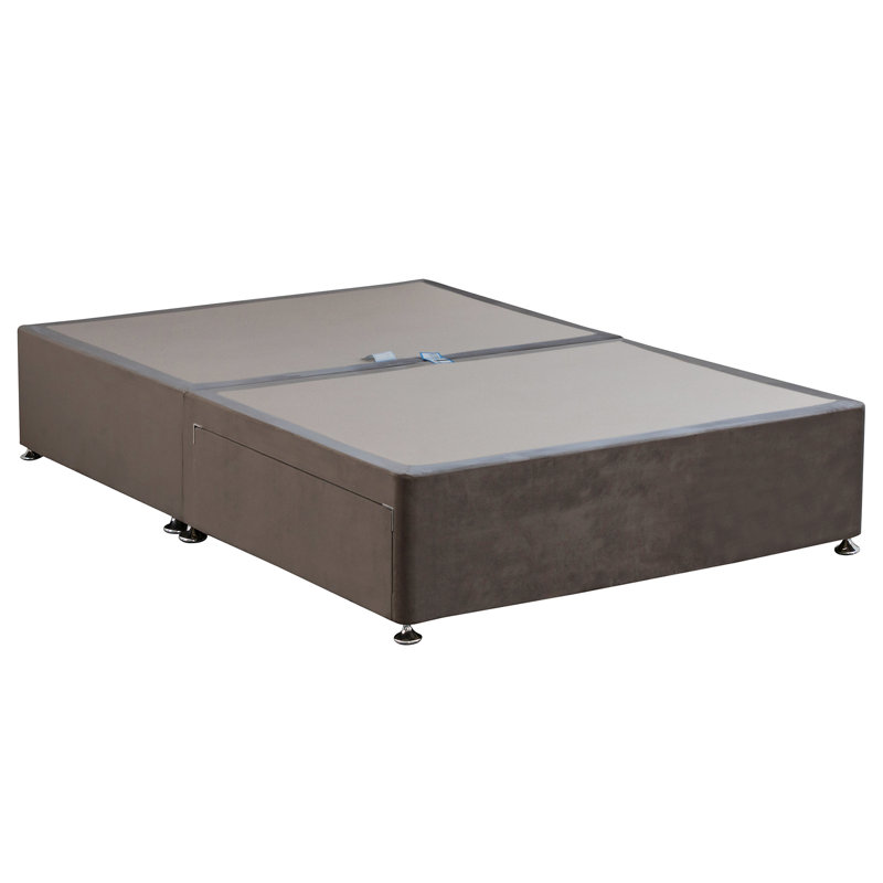 Riviere Divan Bed Base, Small Double (4'), Plush Mole, 2 Drawer Divan Base