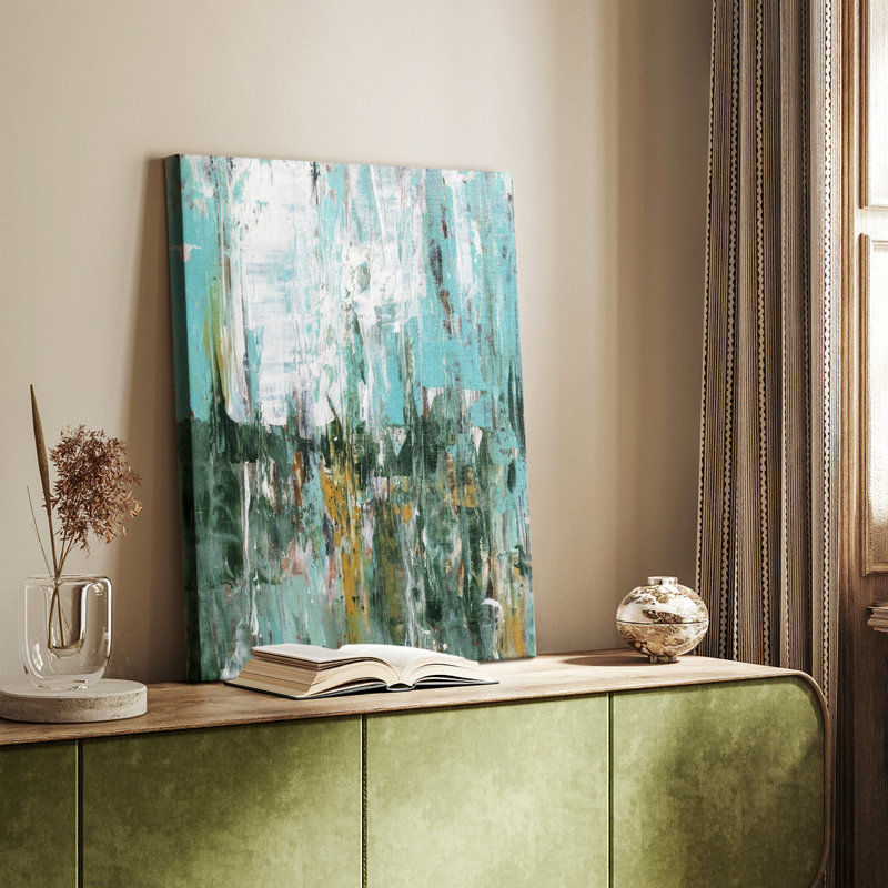 Abstrait forêt turquoise I - galerie Cavas sur mesure, H 12 po x l 8 po