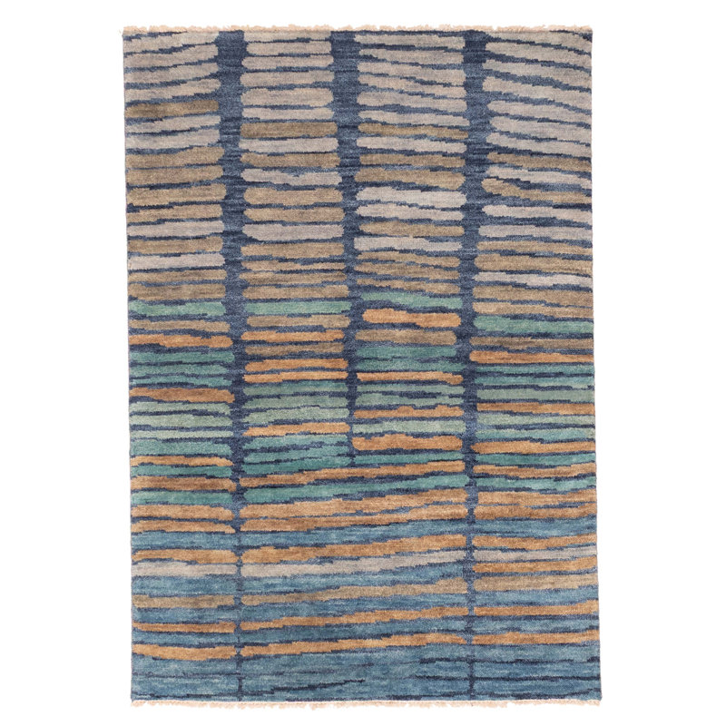 Tapis bleu Peshawar Ziegler 4 pi 5 po x 6 pi 5 po