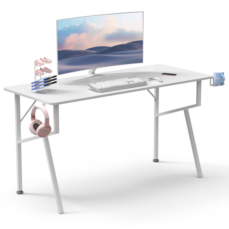 Metal Base Computer Desk, White, 75cm H x 140cm W x 60cm D