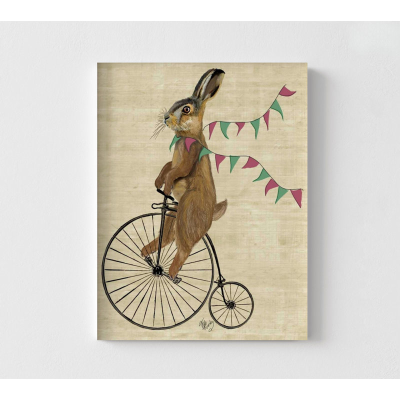 Lapin sur Penny Farthing, impression encadrée de lapin sur un vélo antique, décor de lapin amusant, petit lapin intéressant, idée cadeau unique