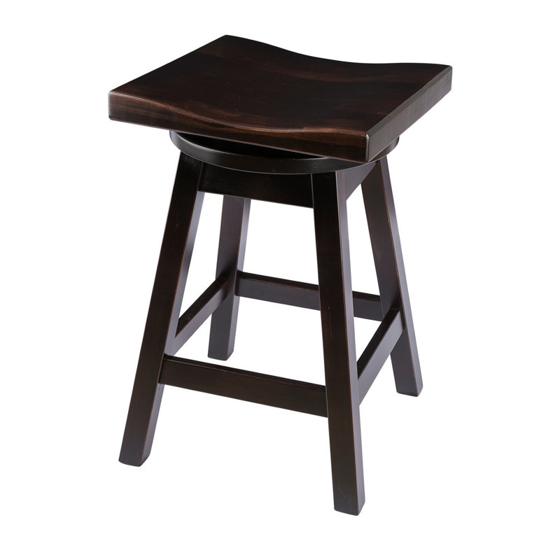 Campton Swivel Solid Wood Counter Stool, Onyx, Bar Stool (30" Seat Height)