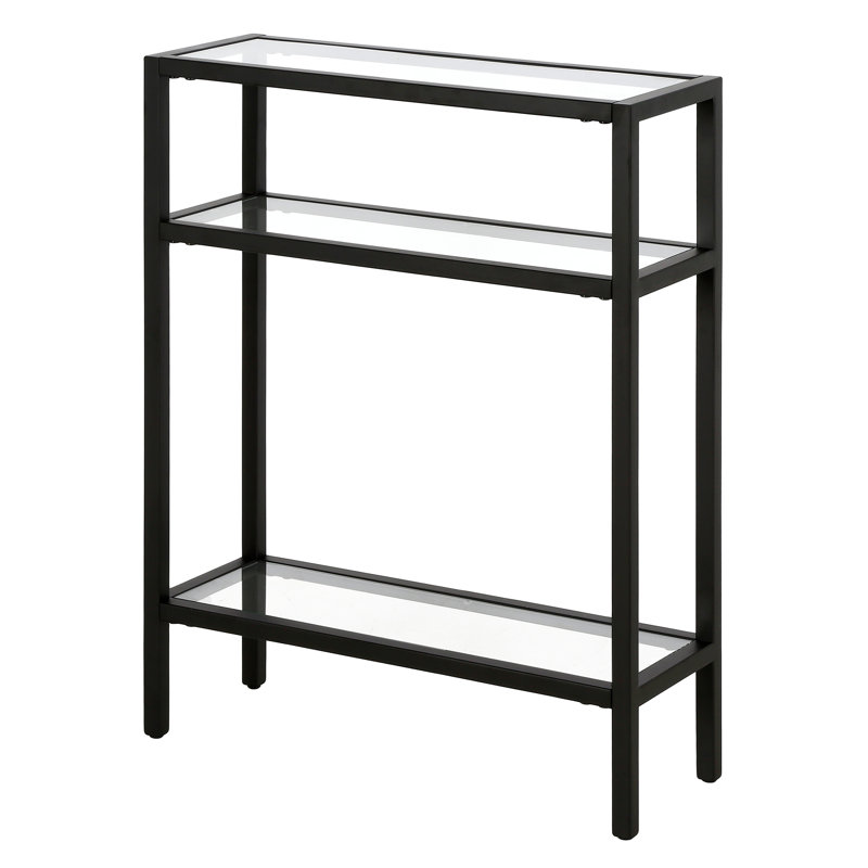 Adamson 55.9cm Glass Top Console Table, Blackened Bronze