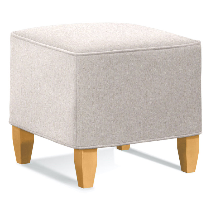 Brooklyn Square Ottoman, White Sugar Performance Polypropylene/Olefin, Nickel