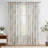 Neacsa Linen Semi Sheer Peony Flower Patterned Rod Pocket Curtain Pair-38675484-27720683
