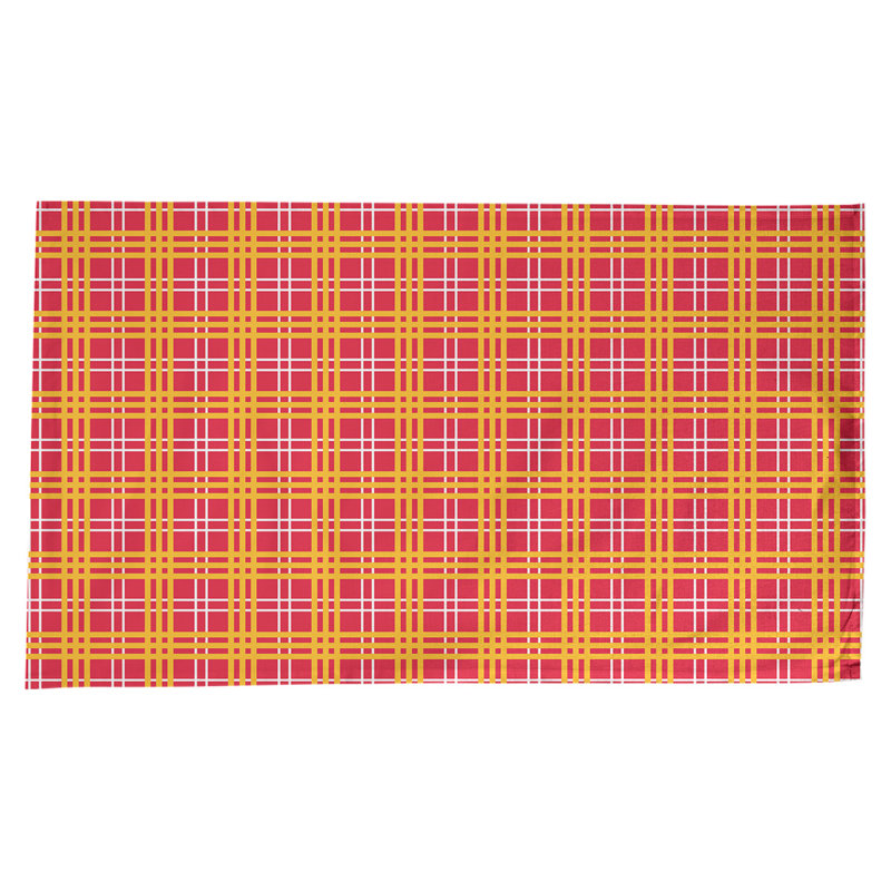 Nappe en mélange de coton à carreaux, Rouge / blanc / or