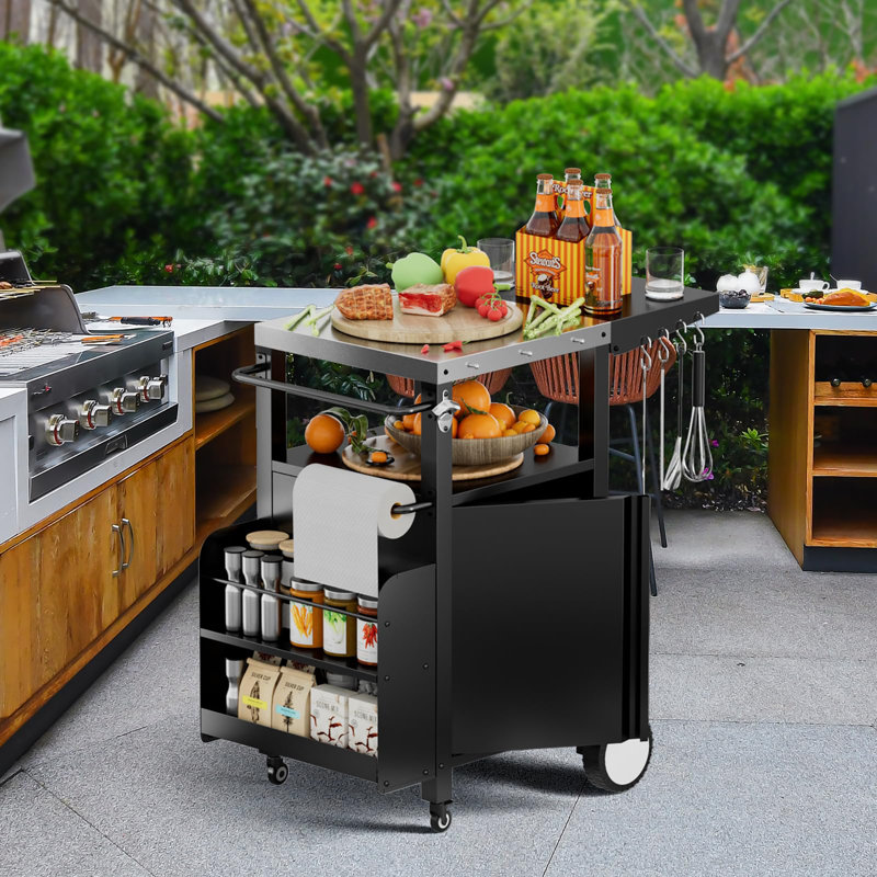 Chariot de barbecue extérieur avec rangement