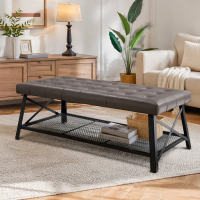 Table basse capitonnée en similicuir