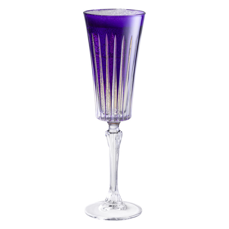 Colored Champagne Flute Glasses - Purple Toasting  Flute Glass - Set of 6 -  7 oz -Made in Europe, Purple