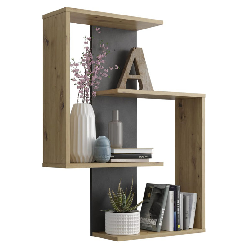 FMD Wall-mounted Reversed Shelf Reverse Old Style Dark Matera, Artisan Oak
