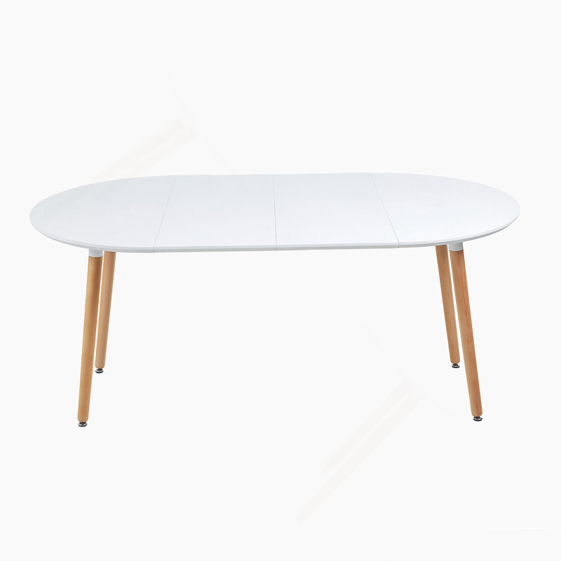 Extendable Dining Table,100/140/180X100x75cm,Wood Leg,Black MDF Table, White