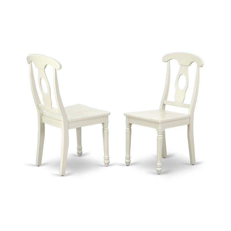 Ensemble de table de cuisine 5 pièces pour 4 personnes comprenant une table de salle à manger ronde et 4 chaises en bois massif, lin blanc