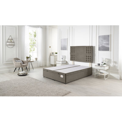 Luxara Solid Wood End Opening Ottoman Bed Frame Tweed Fabric