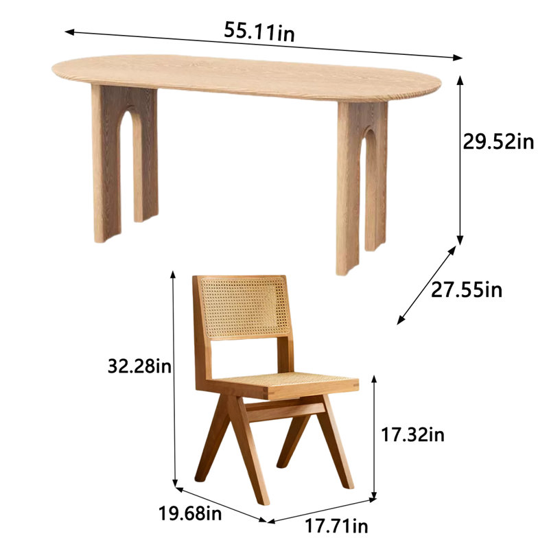 Ensemble de salle à manger ovale, H 29,52 po x L 55,11 po x l 27,55 po, Table, 4 chaises