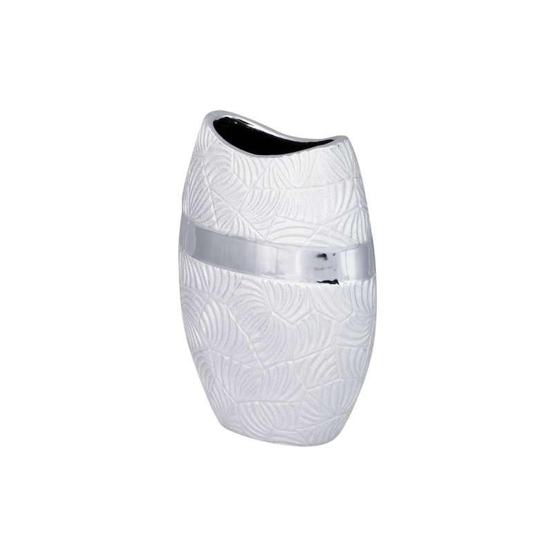 Catie Silver Ceramic Table Vase, 31cm H x 21cm W x 11cm D