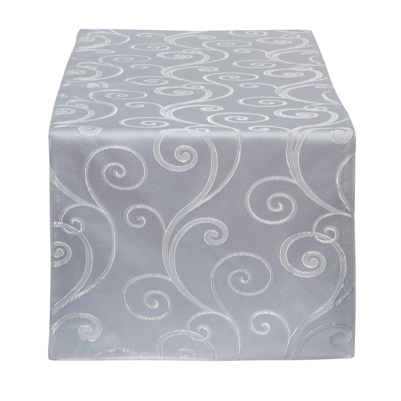 Linglestown Damask Polyester Table Runner, Pine Green, 70" L x 19" W