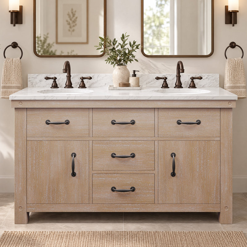 Aberdeen 60 in. Double Vanity, Toffee Latte, Carrara White