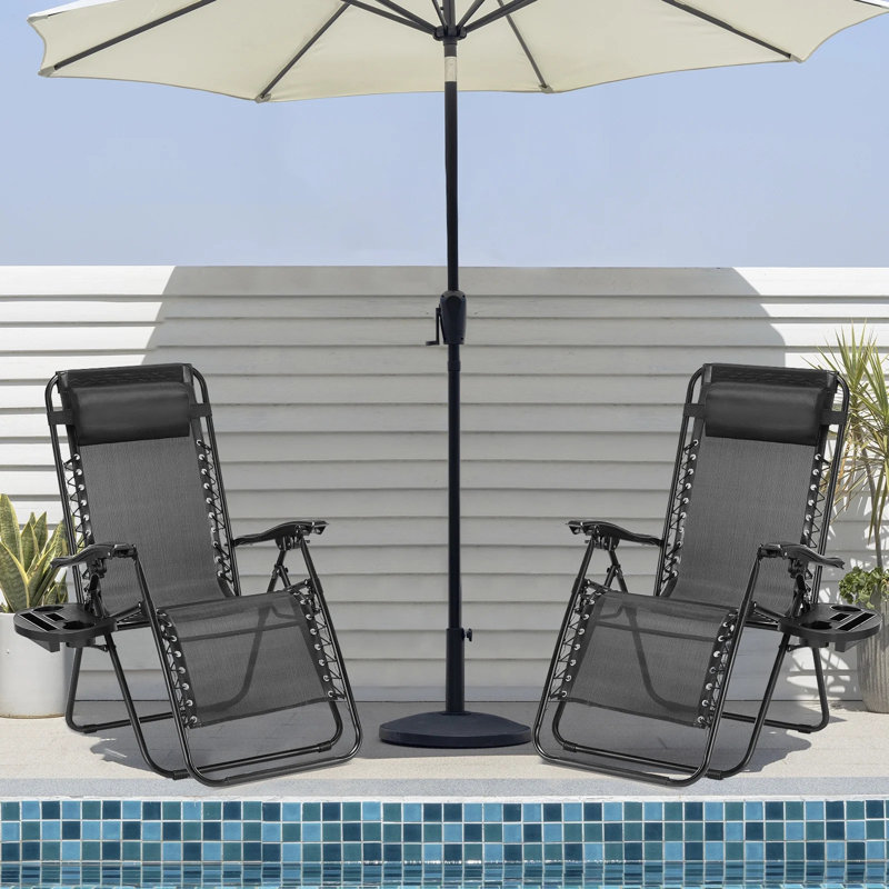 Stanuta Beach Reclining Folding Zero Gravity Chair, Black