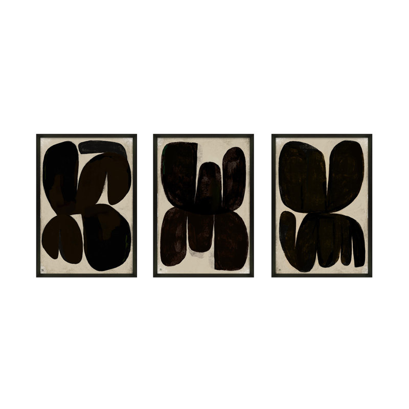 Papillon de nuit - ensemble de 3 reproductions de cadres photo, Noir, H 50 po x l 35 po x P 1,25 po