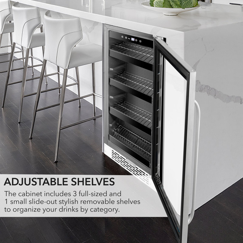 Whynter 15" Stainless Steel Undercounter Beverage Refrigerator with Reversible Door