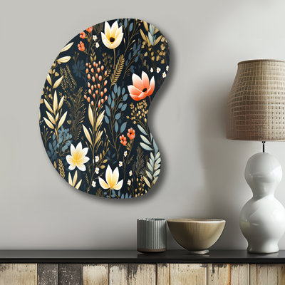 Bedard - Art mural floral asymétrique en métal, sculpture murale en métal de forme unique