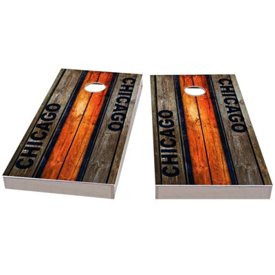 Ensemble de jeu de cornhole 2 x 4 de Chicago Football | Comprend (2) planches (8) sacs et accessoires optionnels
