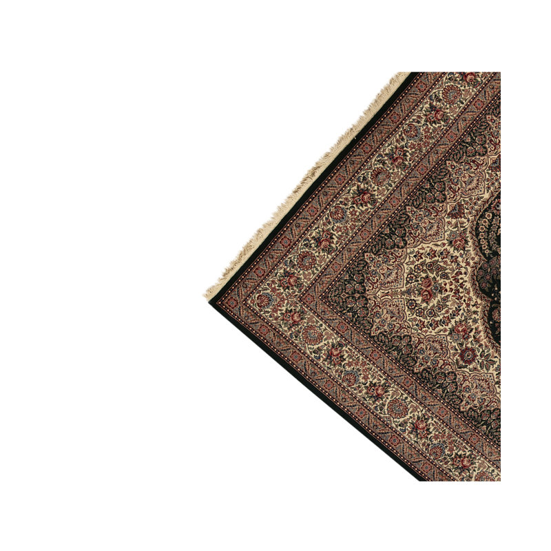 Tapis vert et ivoire noué à la main de haute qualité
