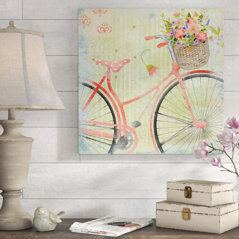 «Vélo rose», reproduction sur toile tendue, H 16 po x l 16 po x P 1,5 po