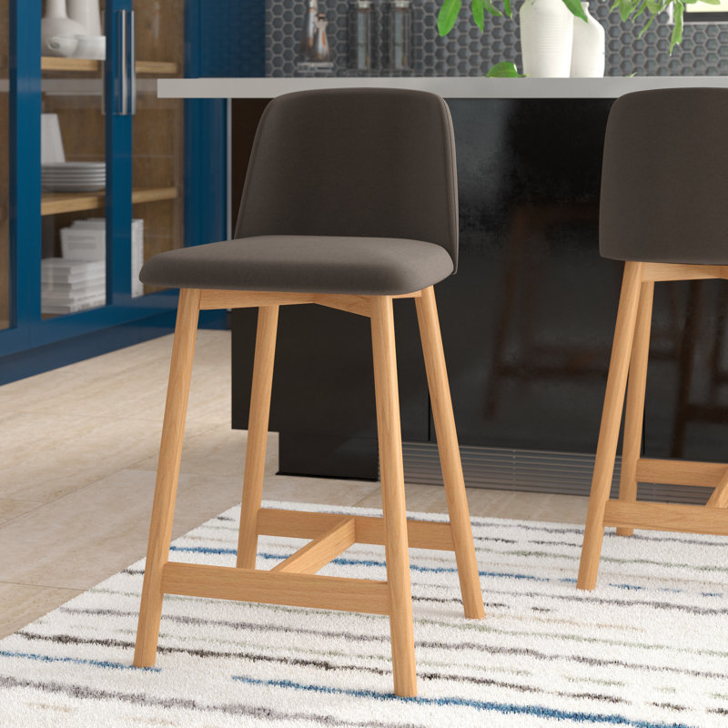 Chip Stool, 100% Polyester-Gunmetal, White Oak, Counter Stool (25.1" Seat Height)