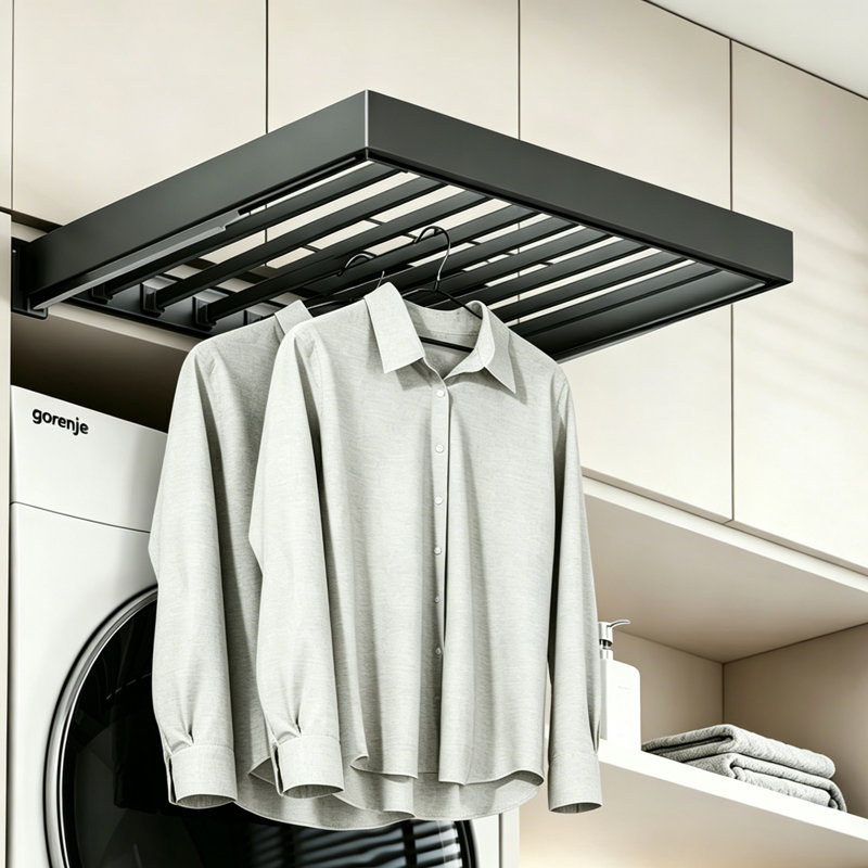 Pull-Out Hidden Laundry Drying Rack, 1.96'' H x 22.2'' W x 16.93'' D 