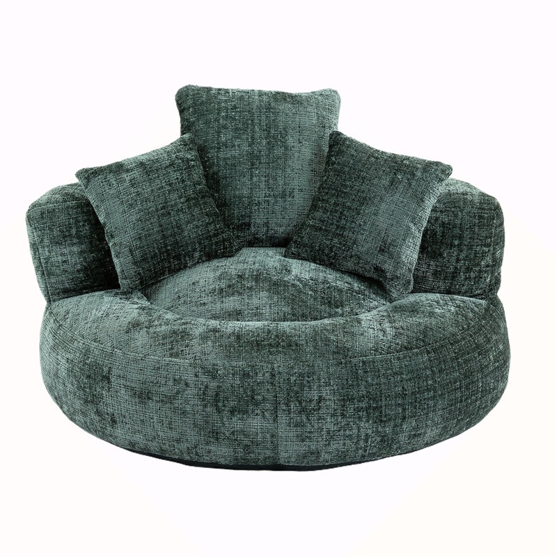 Fauteuil à billes à dossier haut avec dossier confortable Lazy Sofa, Chenille émeraude 