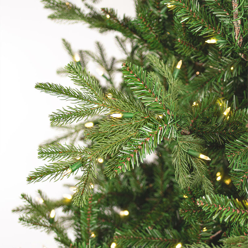 Artificial Fir Christmas Tree with Lights, Clear/White, 10'