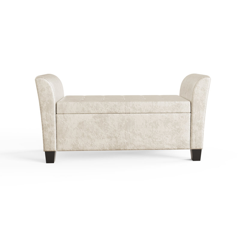 Kristian Velvet Upholstered Storage Bench, Oyster Crushed Velvet