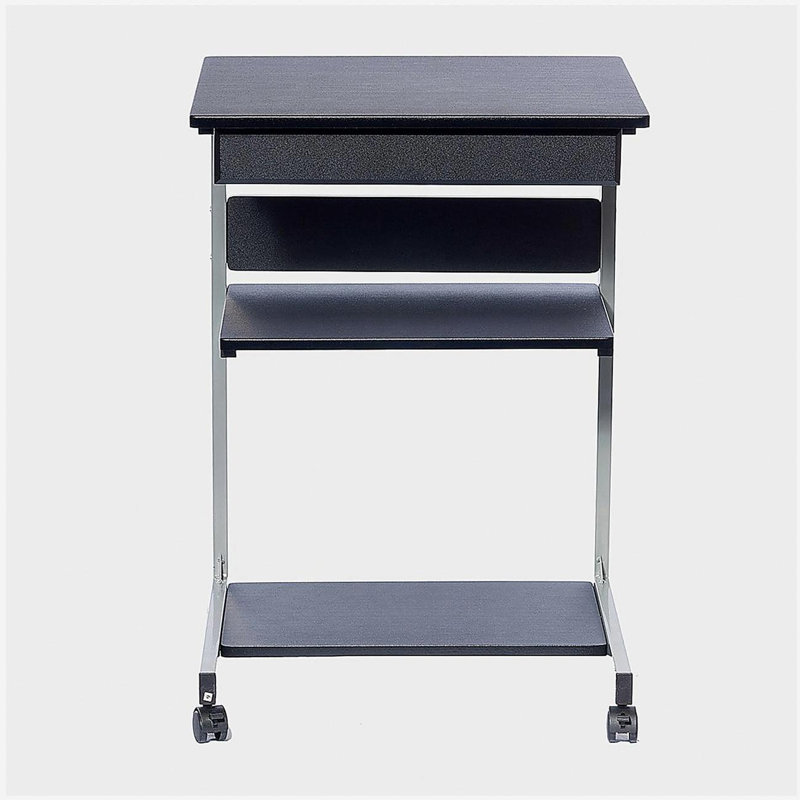 Plateau à roulettes gris graphite pour ordinateur portable avec rangement