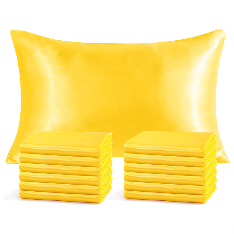 Taies d'oreiller en satin , Très grand, Jaune