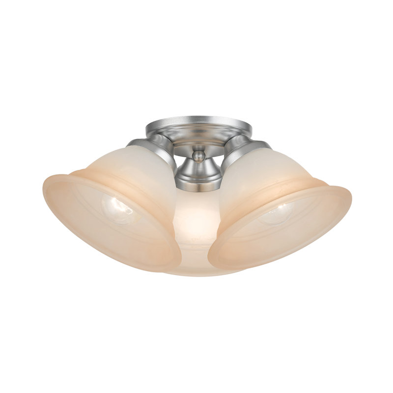 Owasso Glass Flush Mount, Painted Satin Nickel, Sunrise Marble