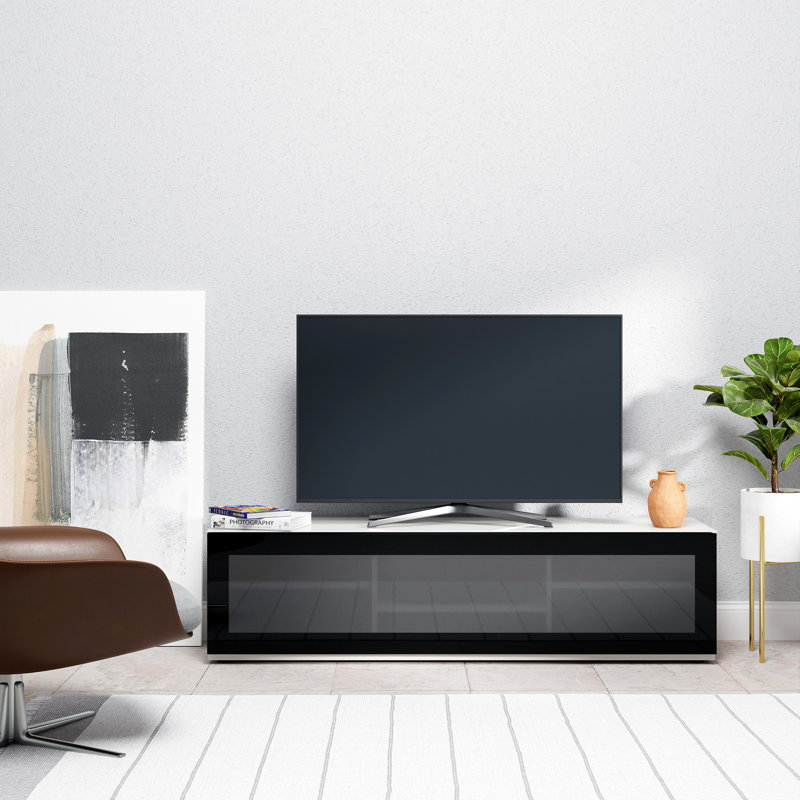 Meuble télé pour téléviseur de 75 po ou moins Dillen, Noir / Blanc